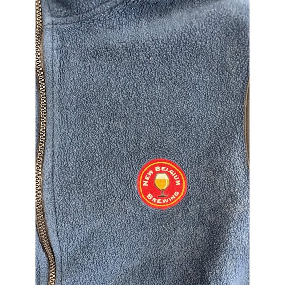New Belgium Brewing Vest Mens XL Blue Fleece Full Zip Sportex Brewery Beer Promo - Picture 2 of 7